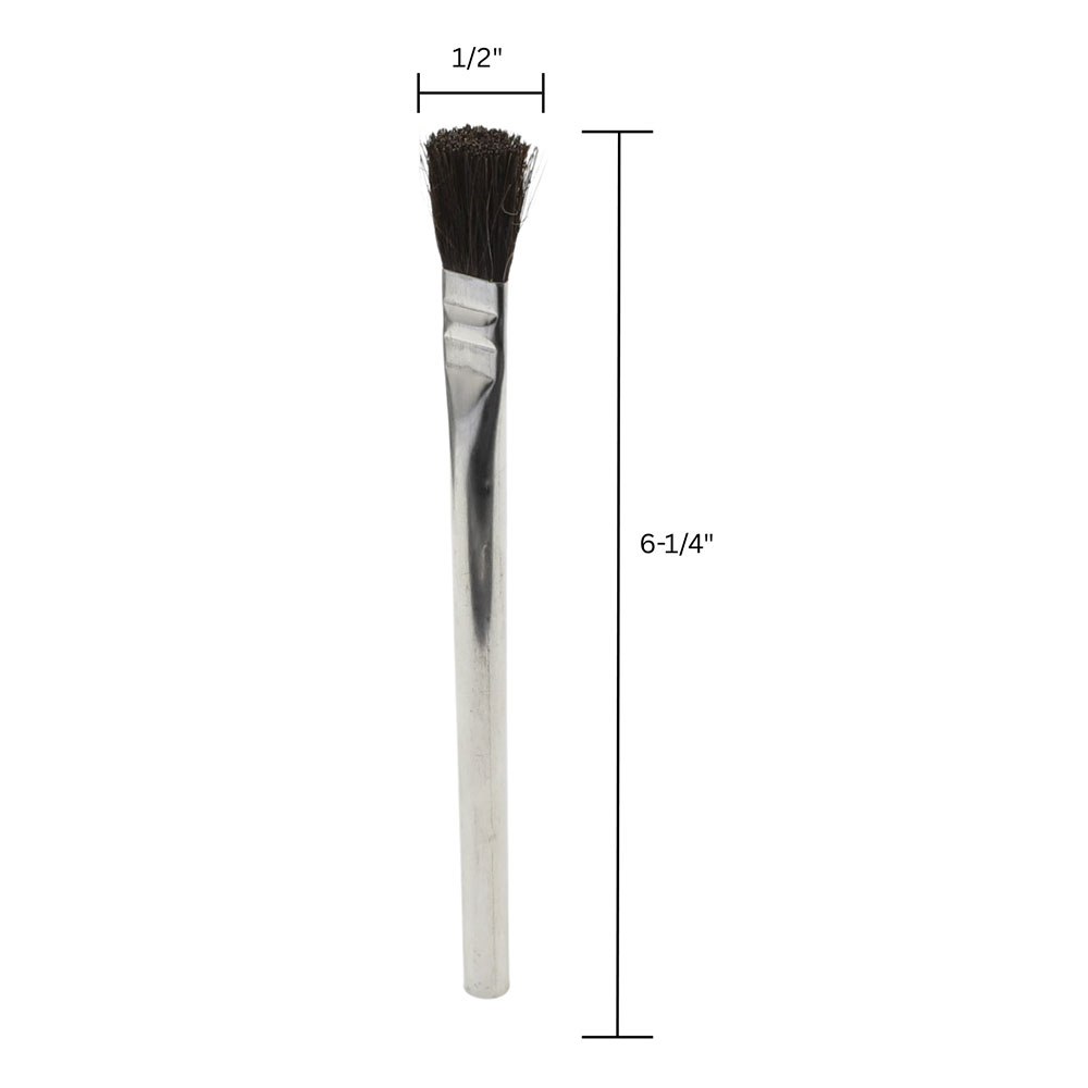 1/2" Width  Flexible Natural hair Bristle Tin/Metal Tubular Ferrule Handle Acid/Flux Brushes -  (Qty - 36) - W03