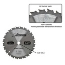 7" Dia, TCT 24 Teeth, 5/8" Arbor Woodworking Saw Blade with Diamond Knockout for Skil Saw - 75724W Irwin 14030 / 24030 / Freud D0724A / Dewalt DW3578B3 - W02