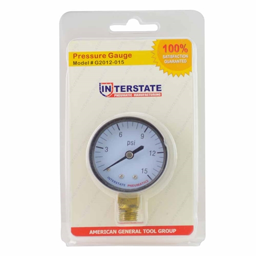 2"  15 PSI - 1/4" NPT Bottom Mount Pressure Gauge - W03