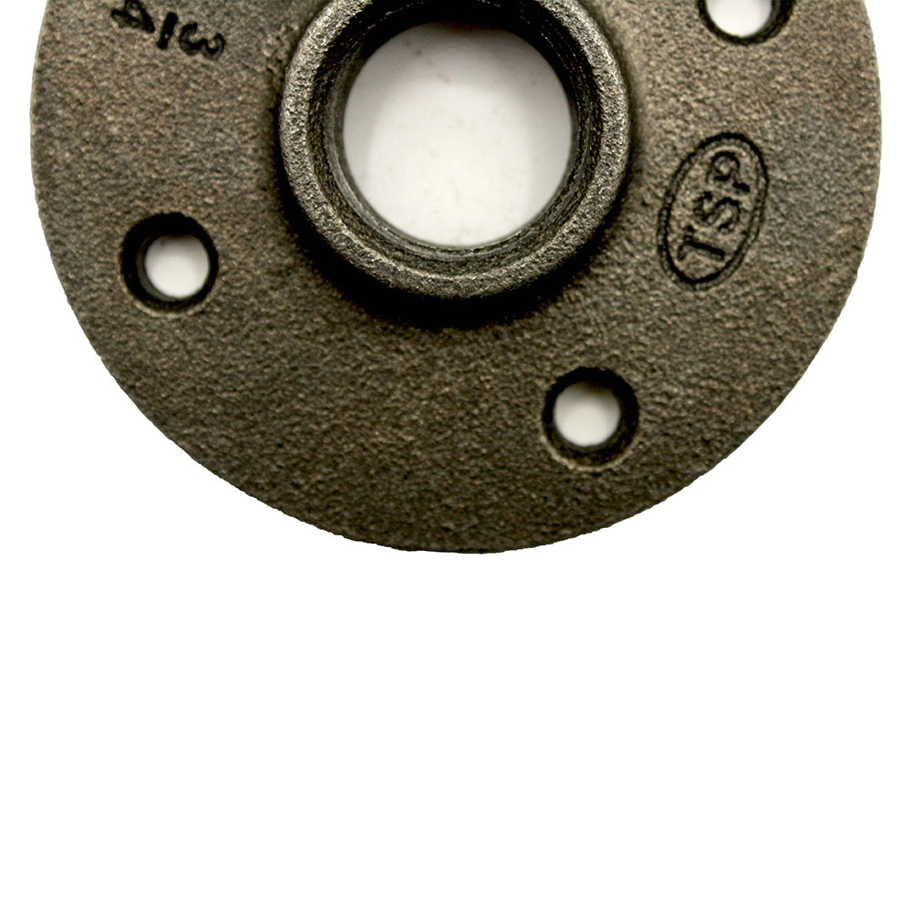 1/2" Black Steel Heavy Floor Flange - W04