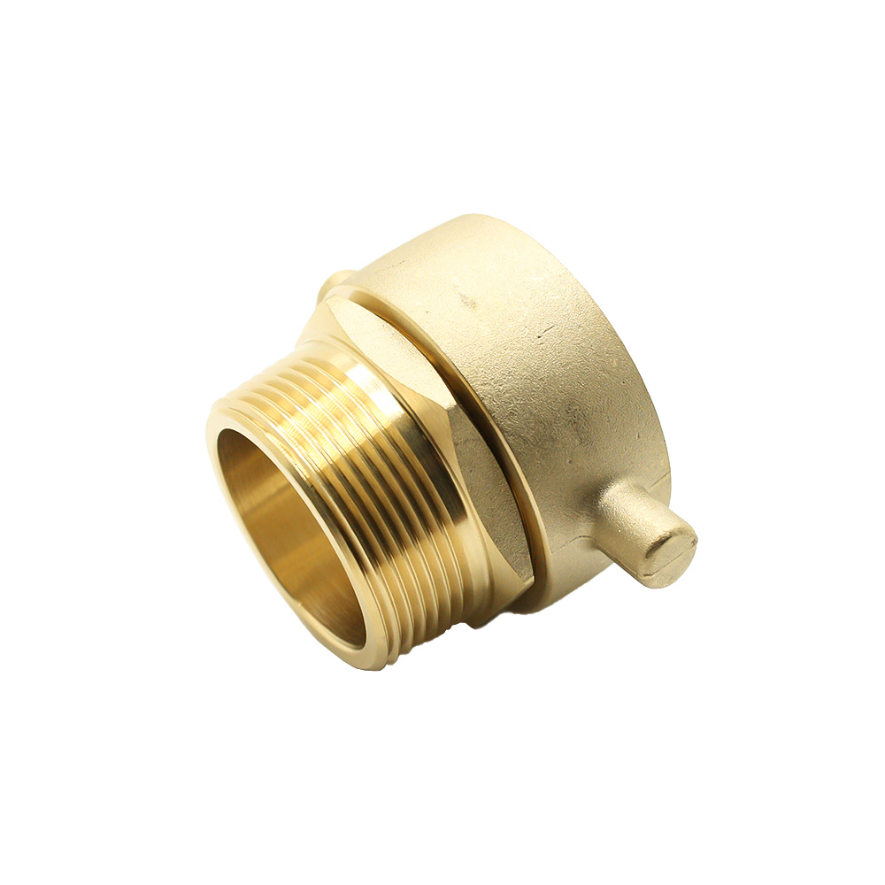 2-1/2" Female NH/NST X 2-1/2" Male NPT Brass Swivel Fire Hose / Hydrant Adapter with Pin Lug - W03