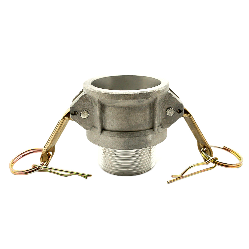 4" Female Camlock Coupler x 4" Male NPT Aluminum Fitting with Brass Handles - Style B - W02