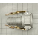 1-1/2" Female Camlock Coupler x 1-1/2" Hose Barb Aluminum Fitting with Brass Handles - Style C - W05