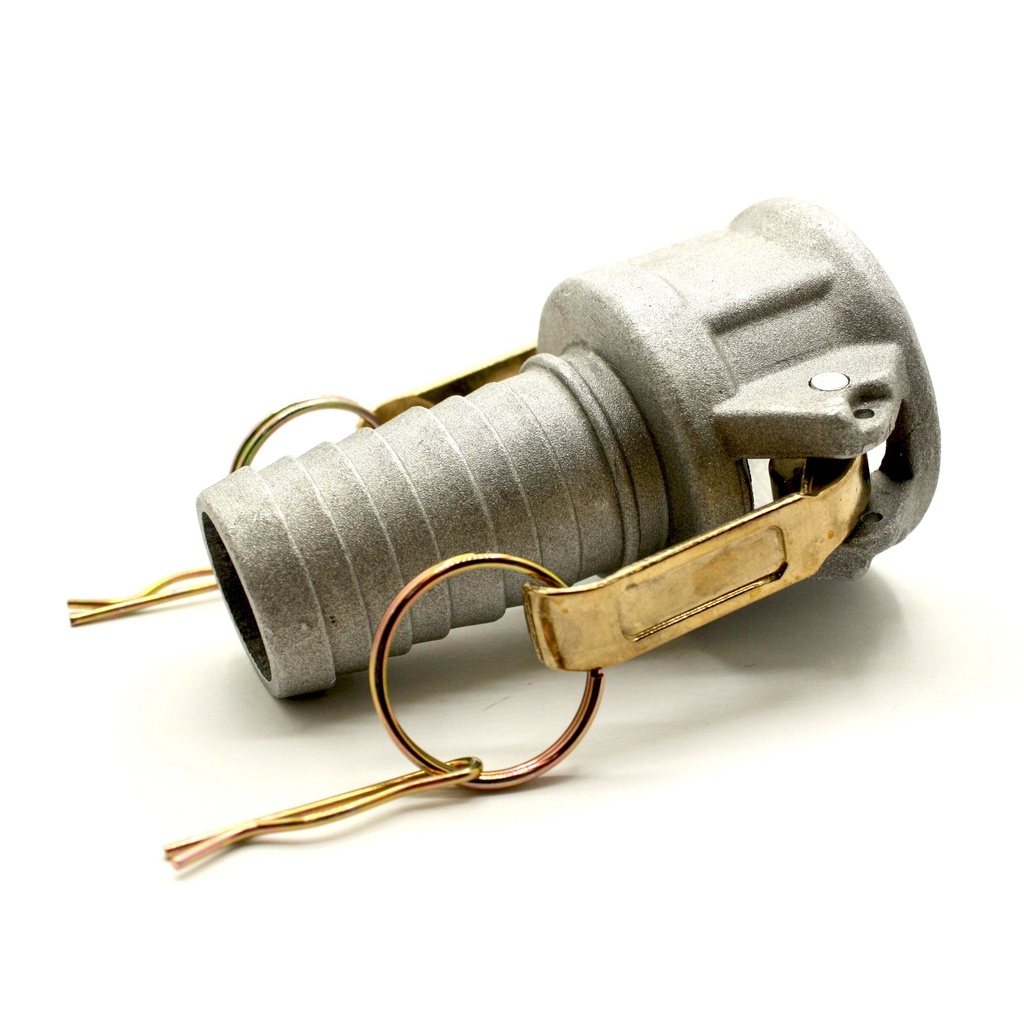 3" Female Camlock Coupler x 3" Hose Barb Aluminum Fitting with Brass Handles - Style C - W03