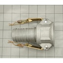 3" Female Camlock Coupler x 3" Hose Barb Aluminum Fitting with Brass Handles - Style C - W05