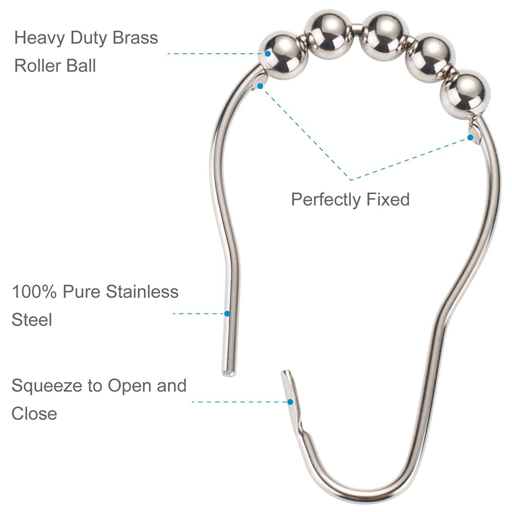 Shower Curtain Rings Hooks-[12/PACK] - W06