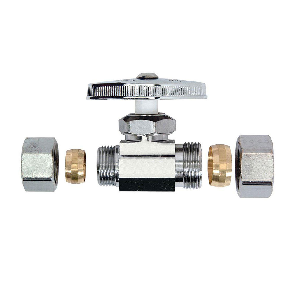 5479-T 5/8" Comp x 1/2" Slip Joint Multi Turn Straight Stop Valve  (4400479) - W02