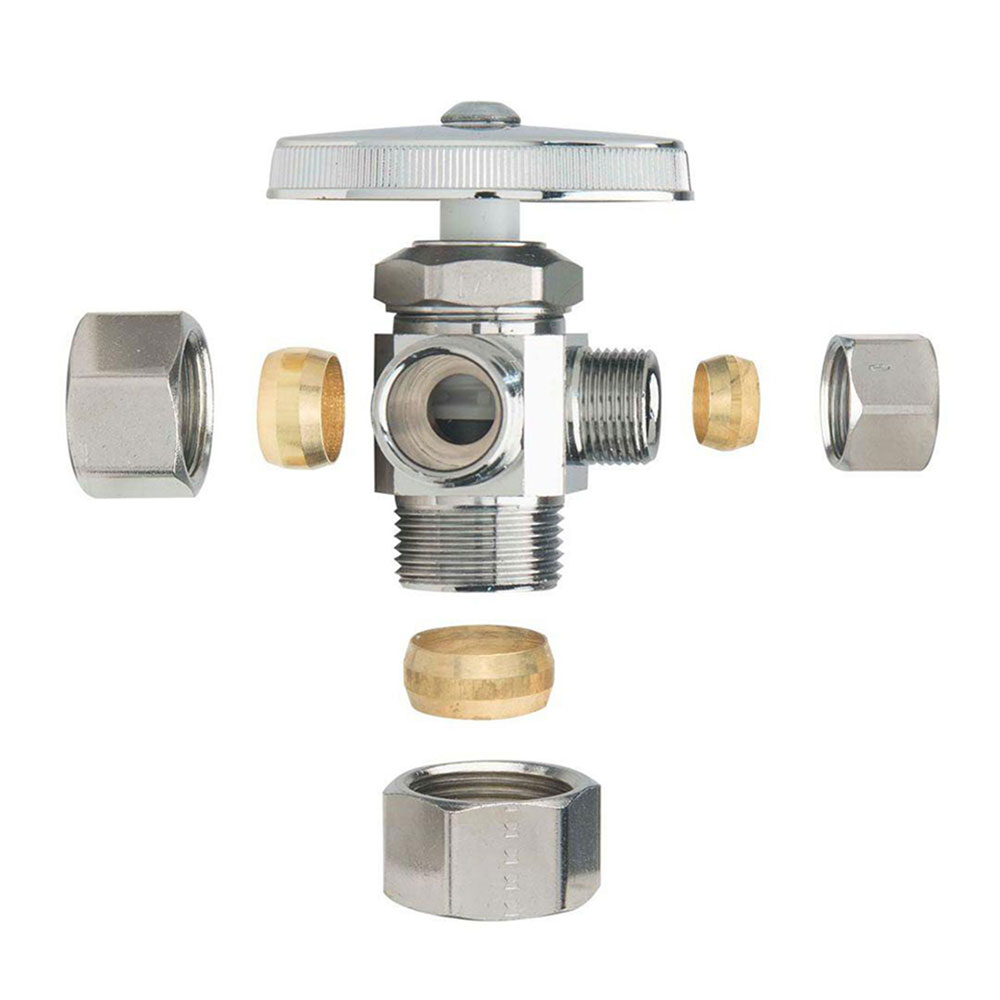 5597-T 5/8" Comp x 3/8" Comp x 3/8" Comp Multi-Turn Angle Stop Valve (4401197 & 1197-T) - W02