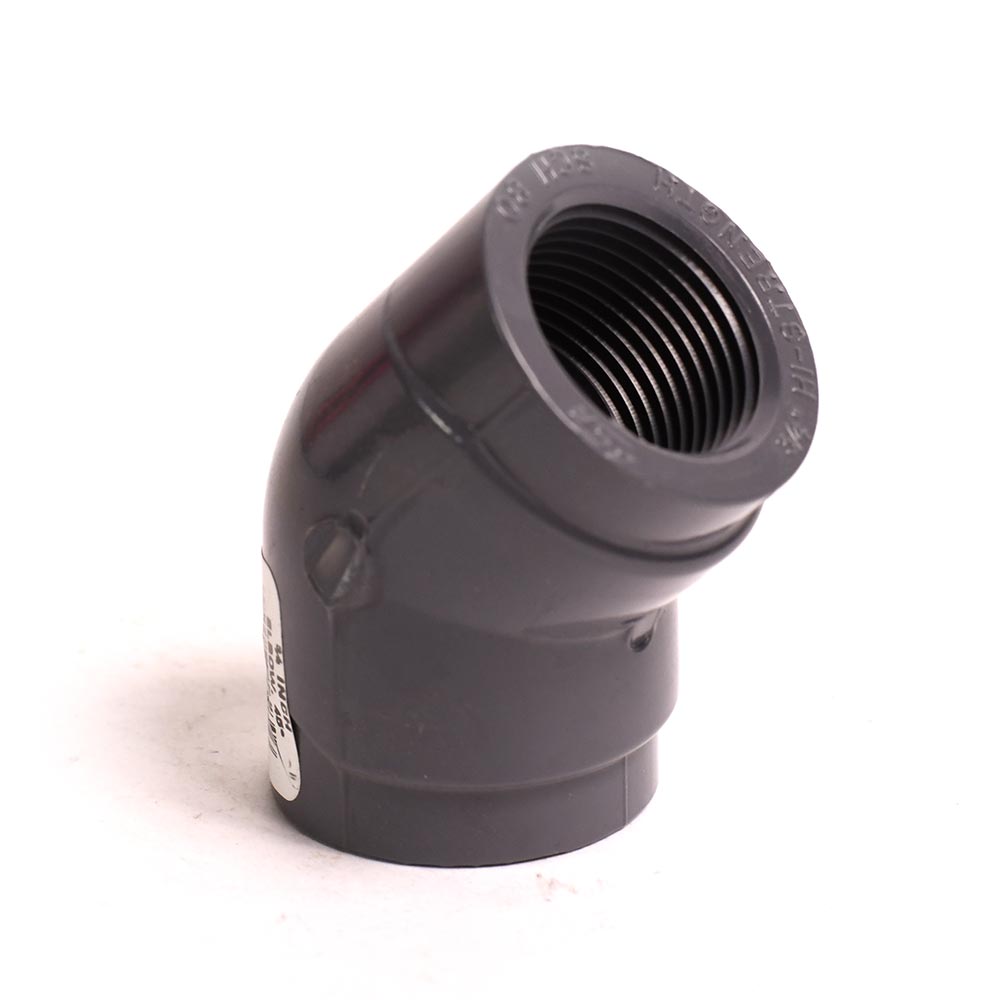 3/4" Threaded x Threaded PVC 45 Elbow SCH80 - W02