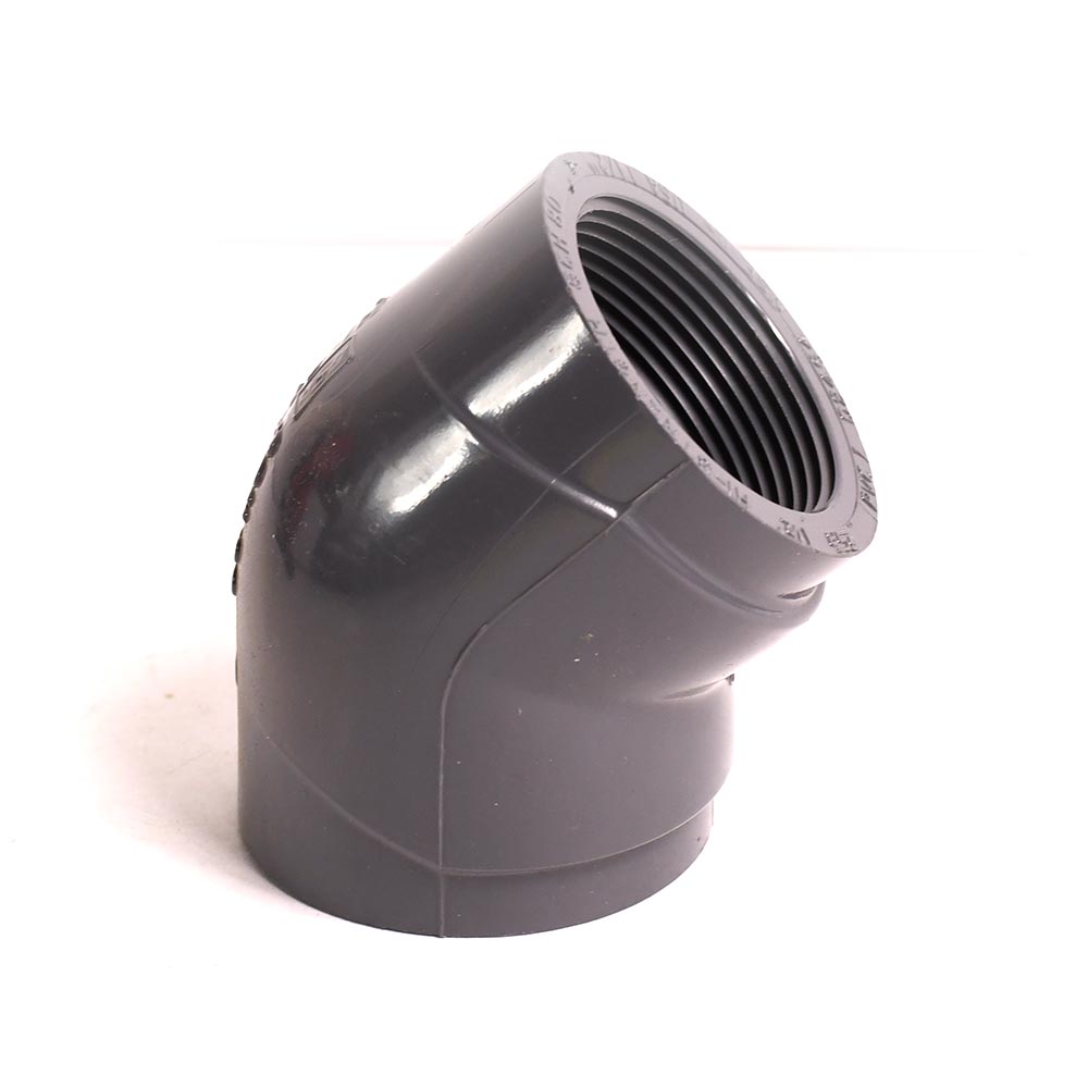 1-1/2" Threaded x Threaded PVC 45 Elbow SCH80 - W02