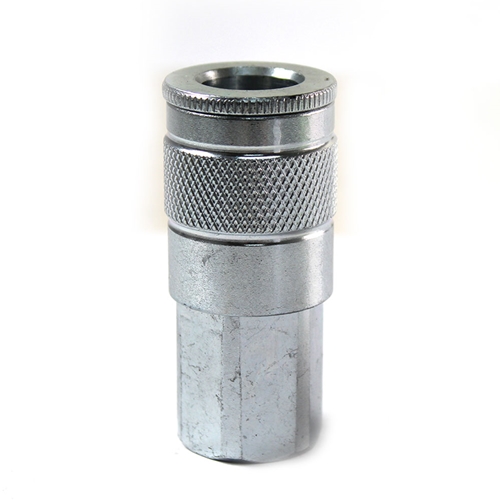 3/8" x 1/4" FPT Auto Steel Coupler Reducer - Silver - 100 Pack Bulk - W02