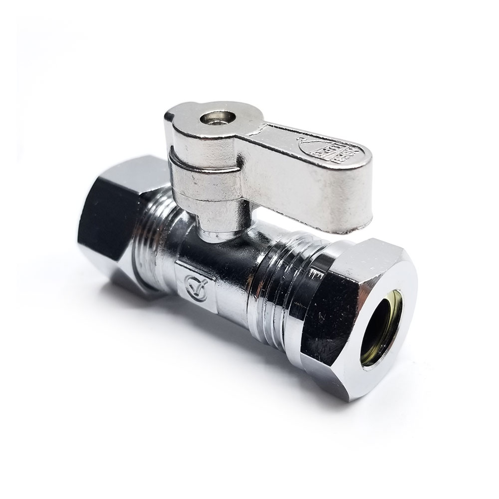 6471-T 5/8" Comp x 1/2" Slip Joint Quater-Turn Straight Stop Valve - W03