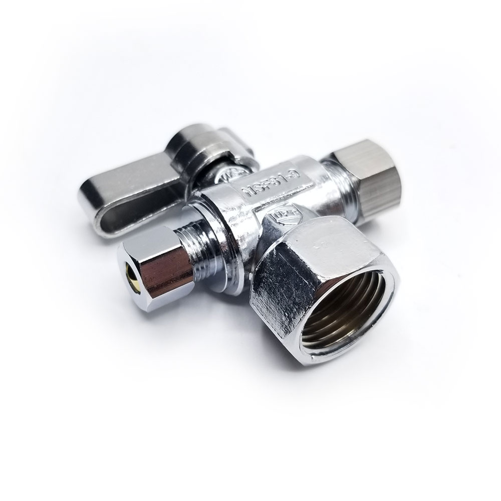 6478-T 1/2" FIP x 3/8" Comp x 1/4" Comp Quater-Turn Angle Stop Valve (4402478) - W04