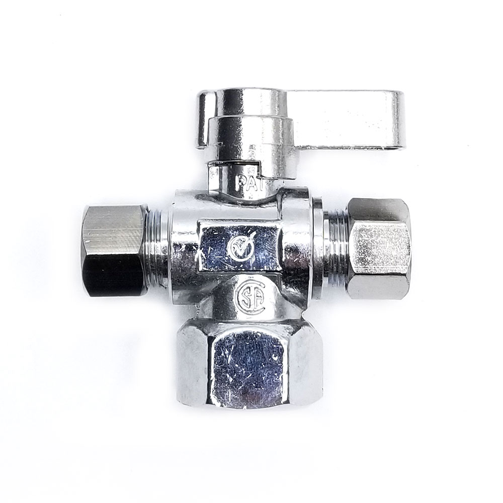 6479-T 1/2" FIP x 3/8" Comp x 3/8" Comp Quater-Turn Angle Stop Valve (4402479) - W03