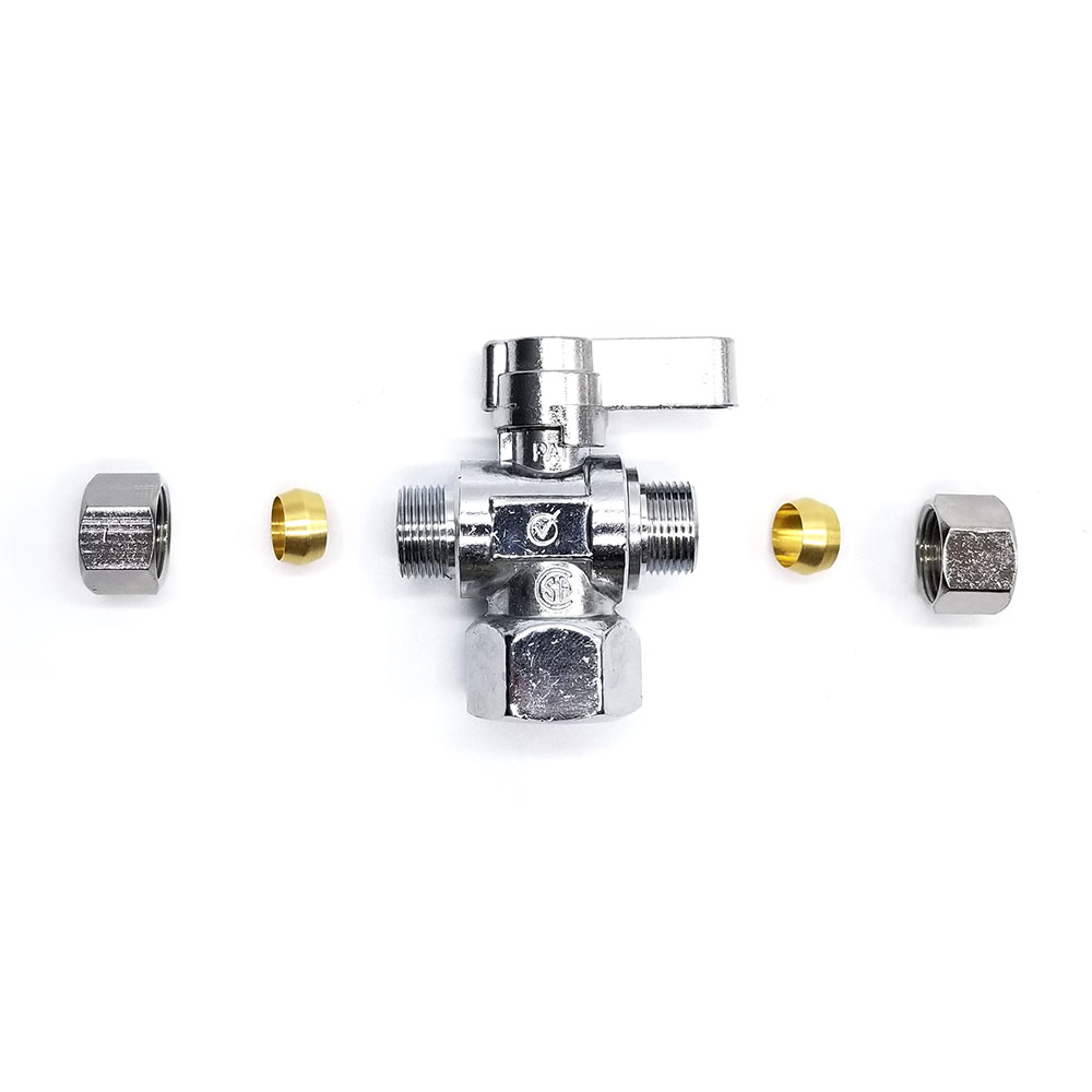 6479-T 1/2" FIP x 3/8" Comp x 3/8" Comp Quater-Turn Angle Stop Valve (4402479) - W04