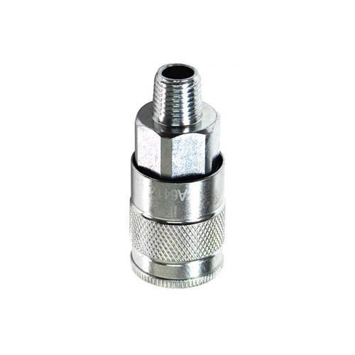 3/8" x 1/4" MPT Auto Steel Coupler Reducer - Silver - 25 Bulk Pack - W02