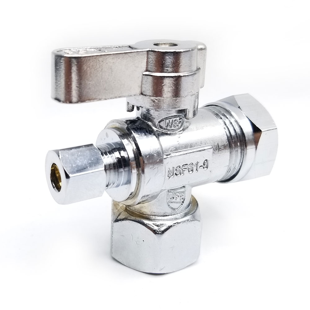 6483-T 1/2" FIP x 1/2" Slip Joint x 1/4" Comp Quater-Turn Angle Stop Valve (4402483 & 2483-T) - W02