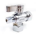 6483-T 1/2" FIP x 1/2" Slip Joint x 1/4" Comp Quater-Turn Angle Stop Valve (4402483 & 2483-T) - W02