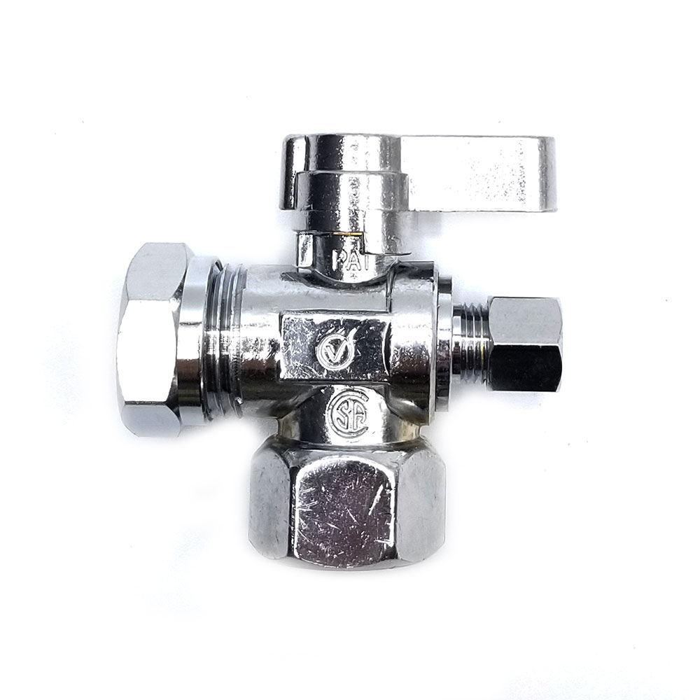 6483-T 1/2" FIP x 1/2" Slip Joint x 1/4" Comp Quater-Turn Angle Stop Valve (4402483 & 2483-T) - W03