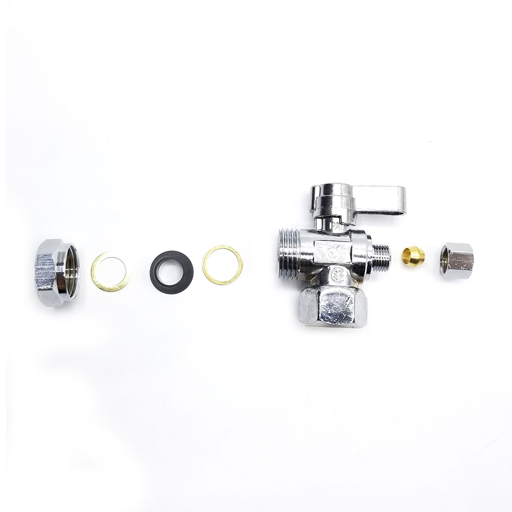 6483-T 1/2" FIP x 1/2" Slip Joint x 1/4" Comp Quater-Turn Angle Stop Valve (4402483 & 2483-T) - W04