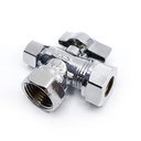 6484-T 1/2" FIP x 1/2" Slip Joint x 3/8" Comp Quater-Turn Angle Stop Valve (4402484) - W03