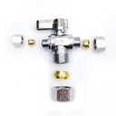 6486-T 5/8" Comp x 3/8" Comp x 1/4" Comp Quater-Turn Angle Stop Valve (4402486) - W04