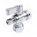 6488-T 5/8" Comp x 1/2" Slip Joint x 1/4" Comp Quater-Turn Angle Stop Valve - W02