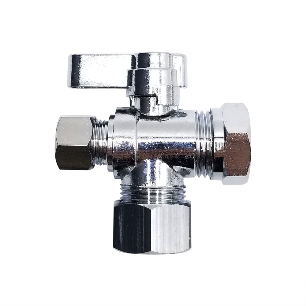 6489-T 5/8" Comp x 1/2" Slip Joint x 3/8" Comp Quater-Turn Angle Stop Valve(4402489 & 2489-T) - W03
