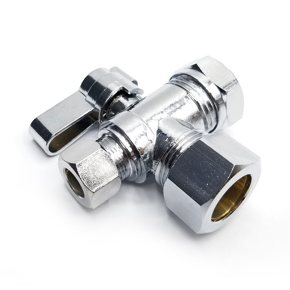 6489-T 5/8" Comp x 1/2" Slip Joint x 3/8" Comp Quater-Turn Angle Stop Valve(4402489 & 2489-T) - W04