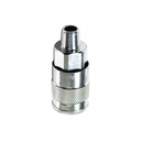 3/8" x 1/4" MPT Auto Steel Coupler Reducer - Silver - 50 Bulk Pack - W02