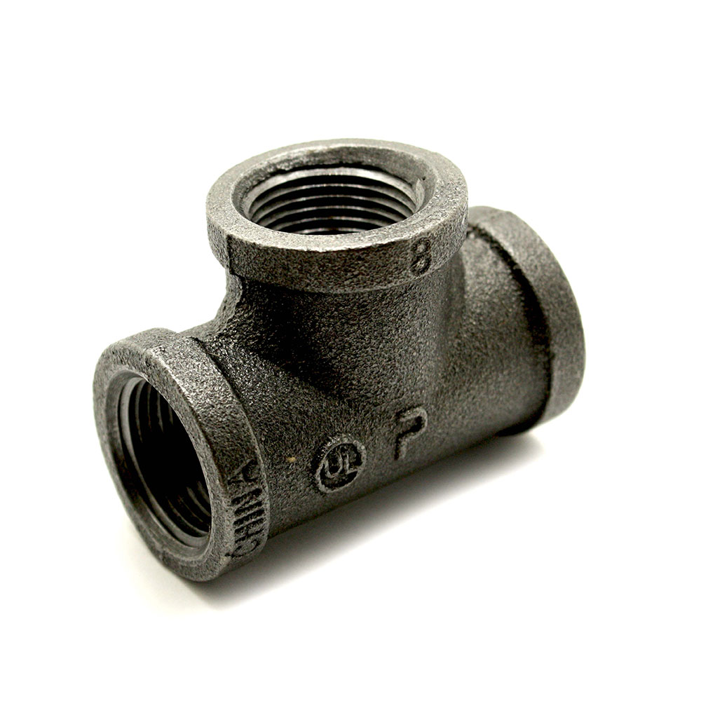 1-1/2"  Black Steel Tee   - W04