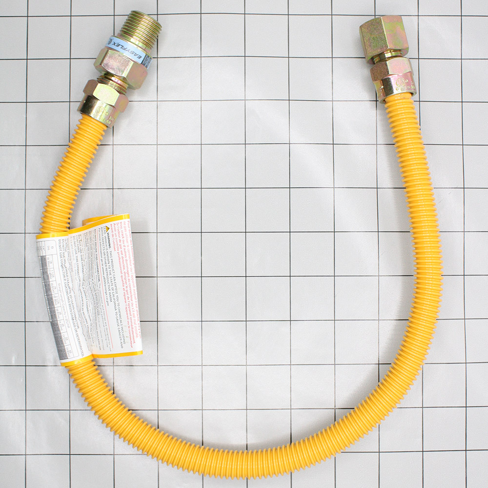 8690-T,  1/2" OD  X  3/8" ID - 1/2" MIP x 1/2" FIP , 24  in Length  YELLOW GAS FLEX with GASTOP VALVE  - W06