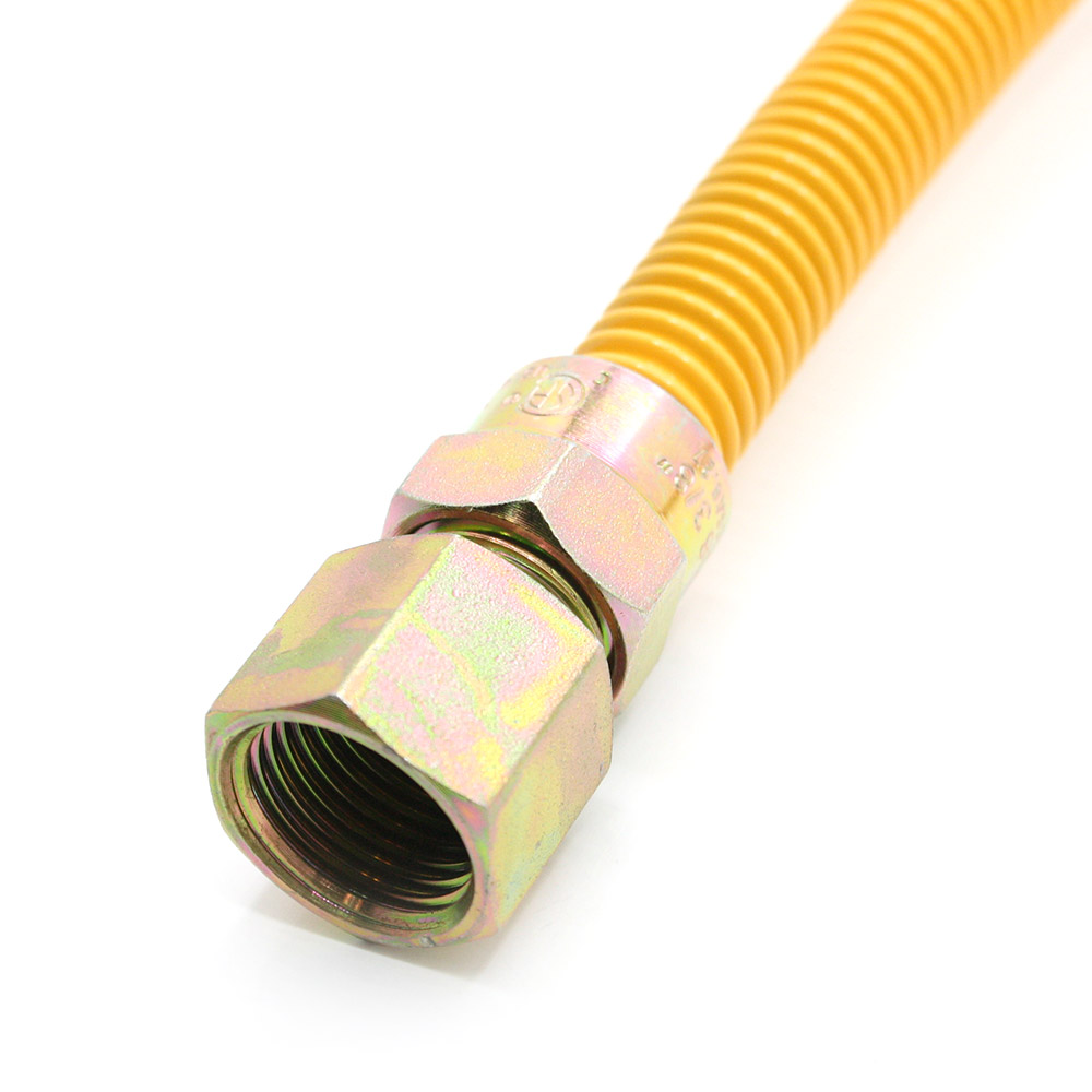 8694-T,  5/8" OD  X 1/2" ID - 1/2" MIP x 1/2" FIP , 24  in Length  YELLOW GAS FLEX with GASTOP VALVE  - W04