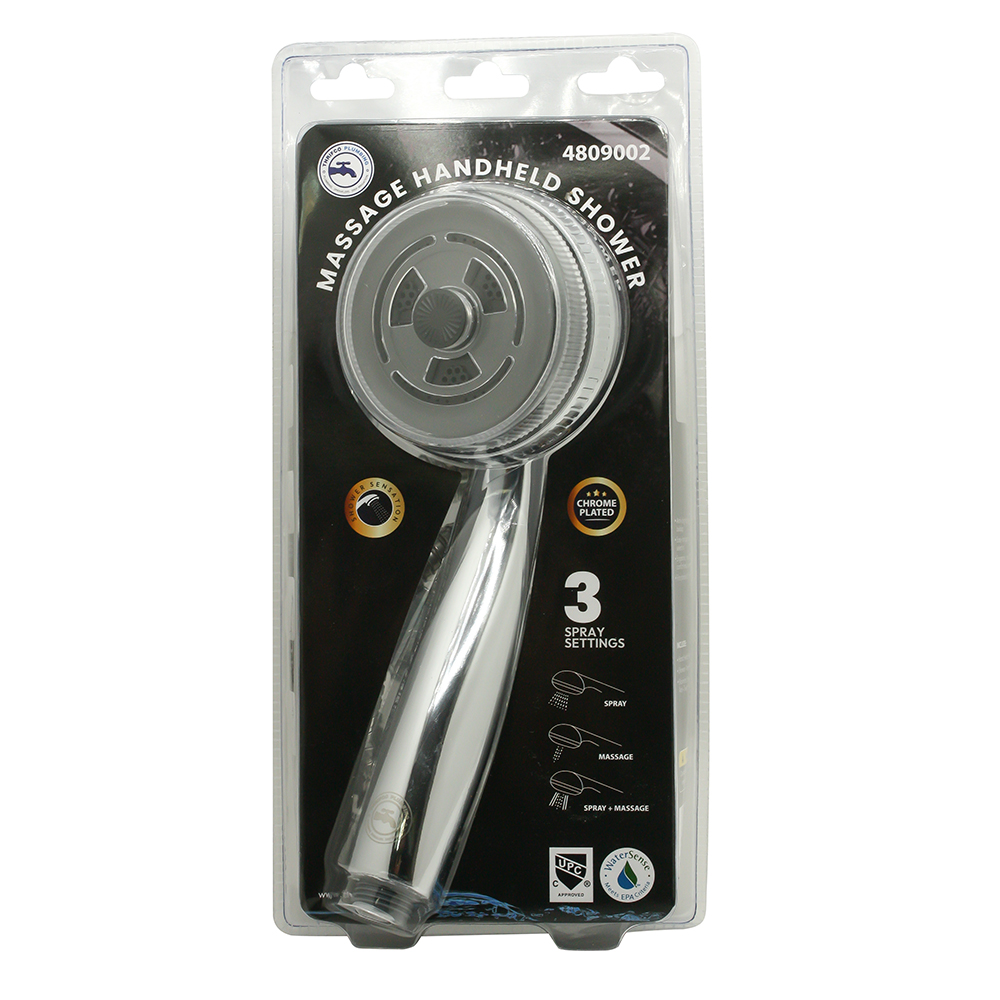 3 Pattern Multi-Function Massage Shower Handheld Set - Chrome - W05