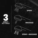 3 Pattern Multi-Function Massage Shower Handheld Set - Chrome - W06