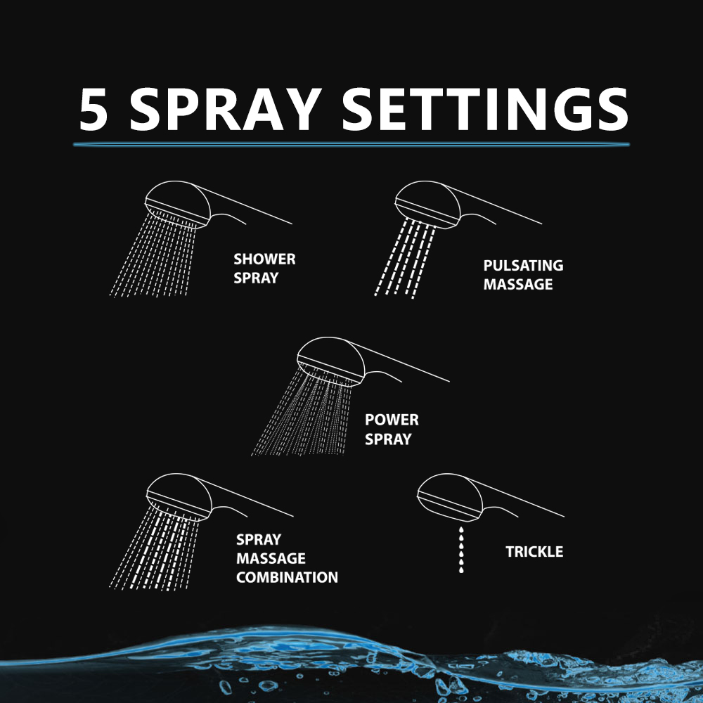 5 Pattern Multi-Function Shower Handheld Set - Chrome - W02