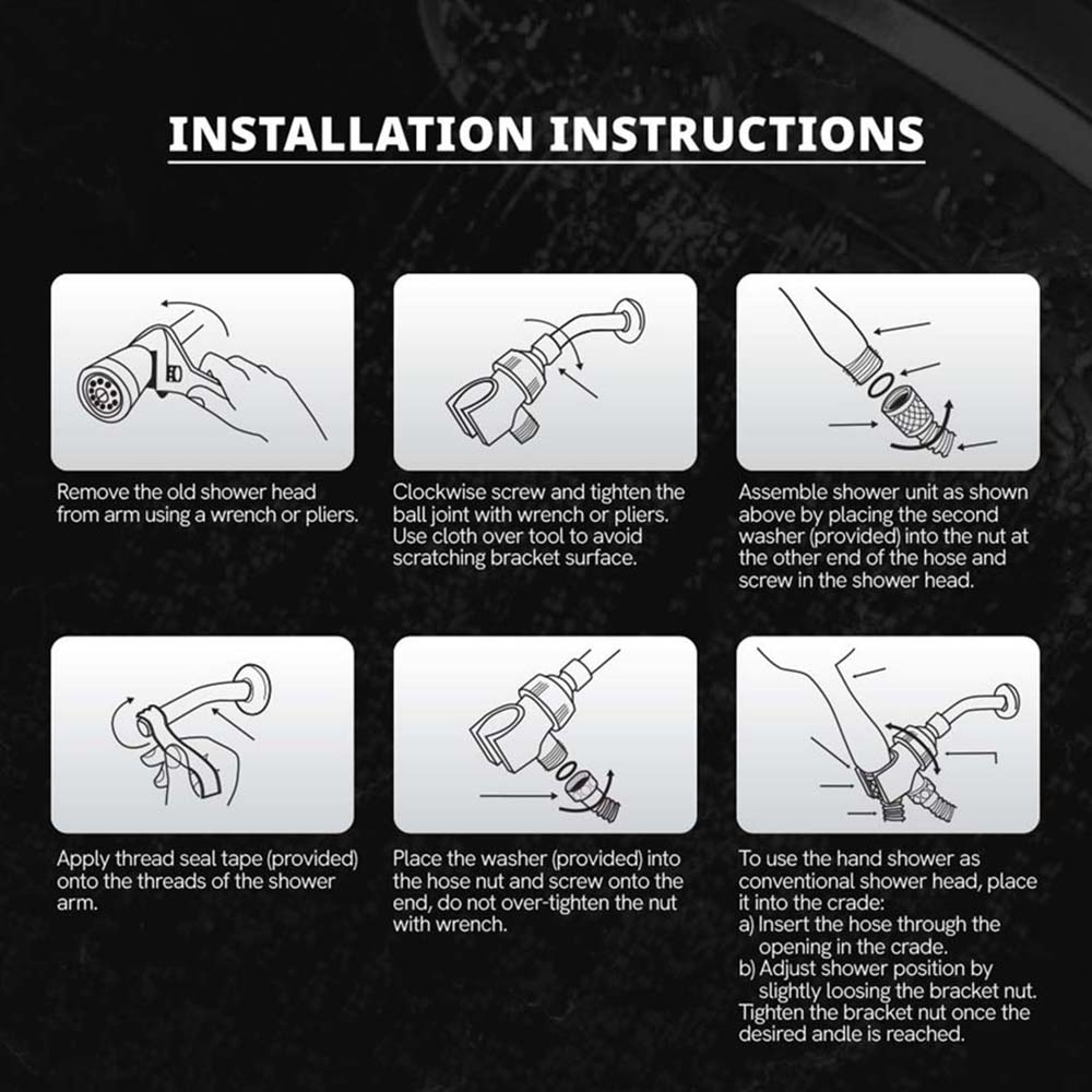 5 Pattern Multi-Function Shower Handheld Set - Brushed Nickel - W07