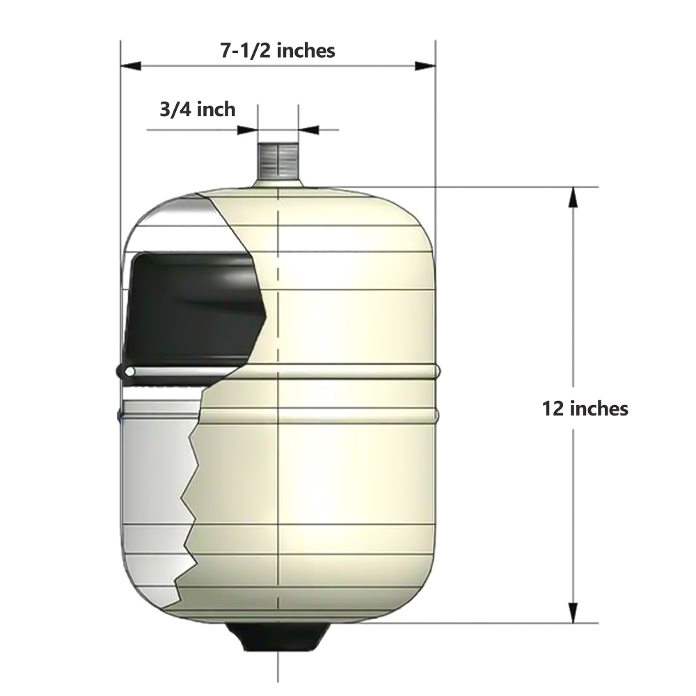 2.1 Gal.  Potable Water Expansion Tank for Water Heater - W08