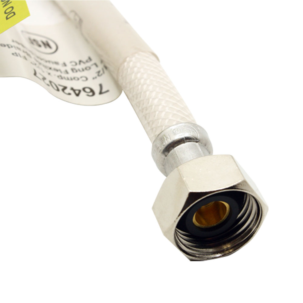 1/2" Comp x 1/2" FIP x 16" Long Flexible Braided PVC Faucet Riser - W02