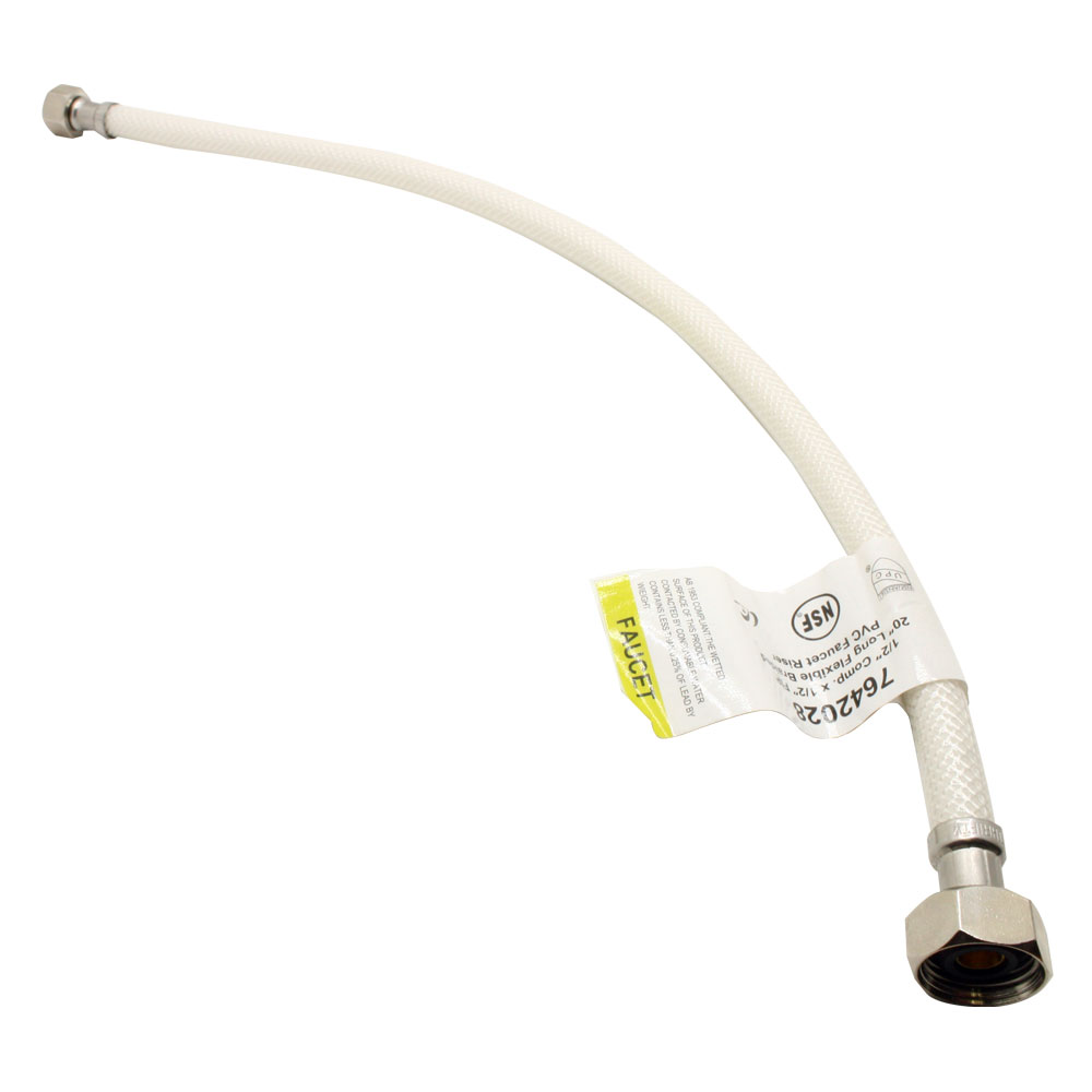 1/2" Comp x 1/2" FIP x 20" Long Flexible Braided PVC Faucet Riser - W03