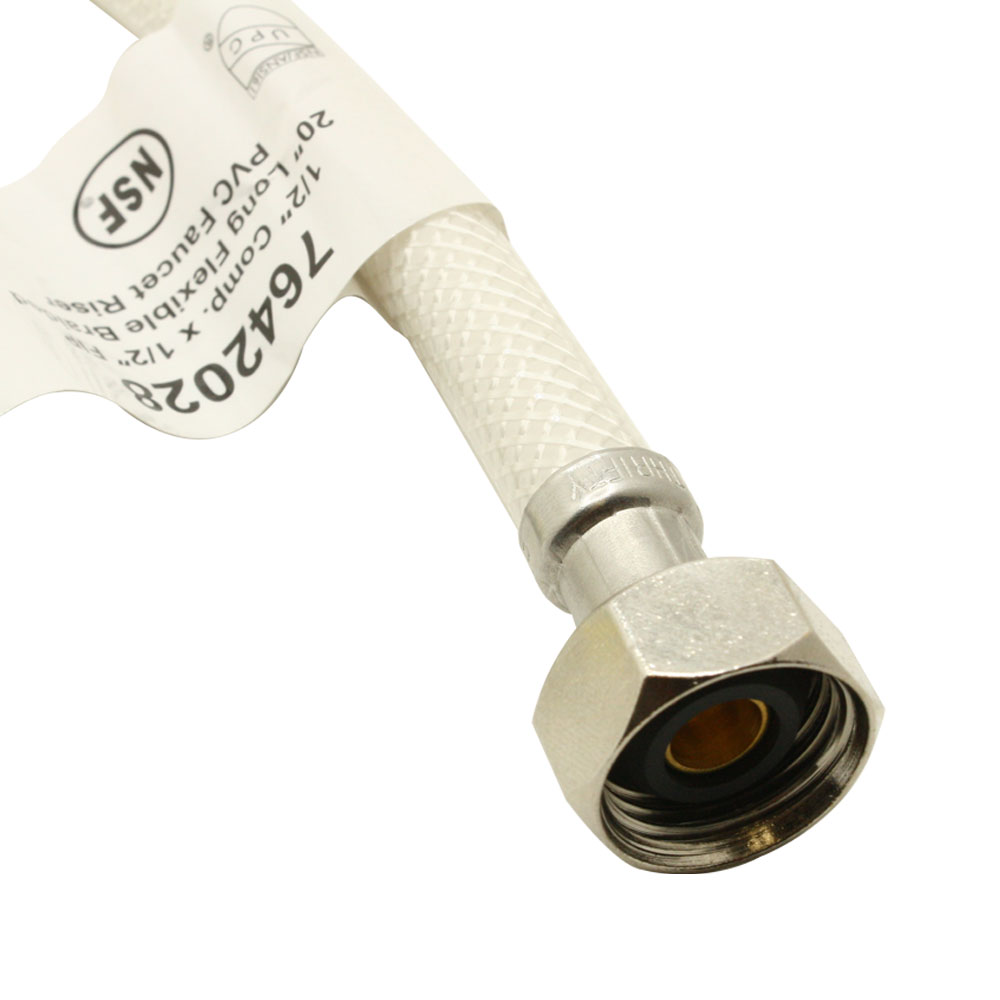 1/2" Comp x 1/2" FIP x 20" Long Flexible Braided PVC Faucet Riser - W05