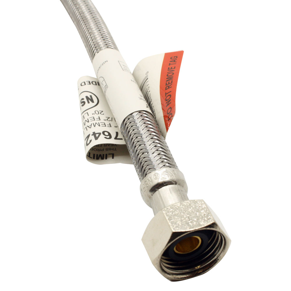 1/2" Comp x 1/2" FIP x 20" Long Stainless Steel Faucet Riser - W03