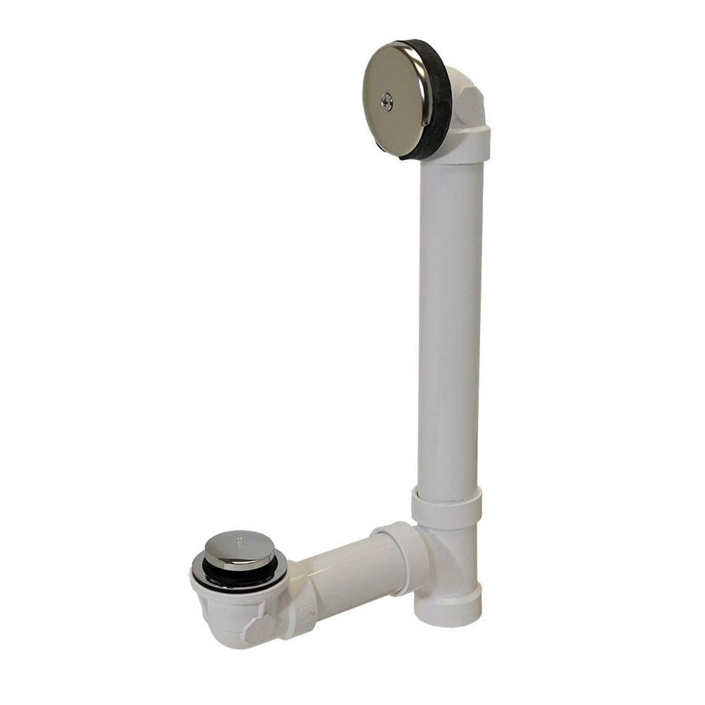 1-1/2" PVC SCH40 Bath Waste Overflow with Tip Toe Drain (Chrome) - W03