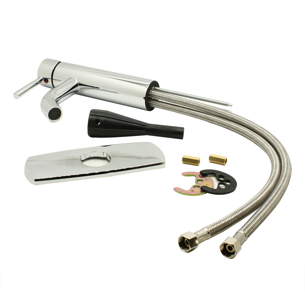 Single Handle Bathroom Faucet with Deck Plate – Brilliant Chrome - W05