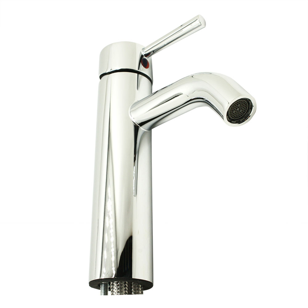 Single Handle Bathroom Faucet with Deck Plate – Brilliant Chrome - W07