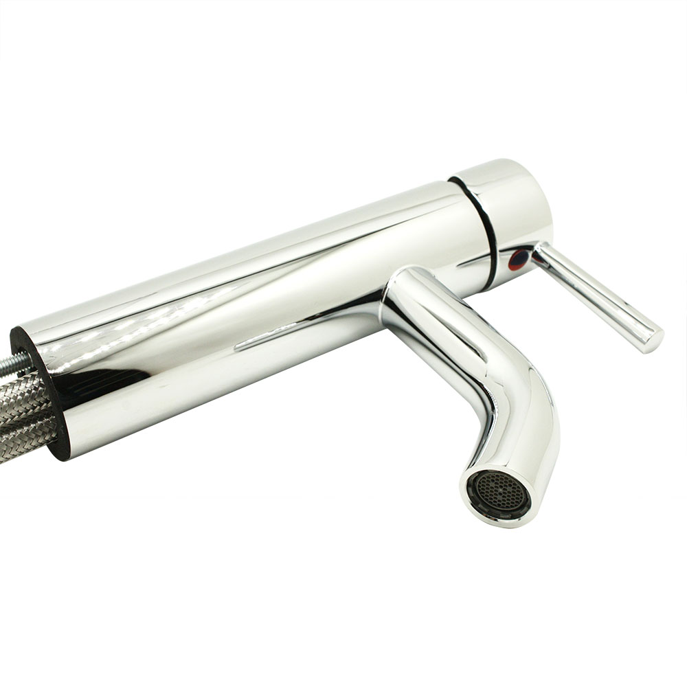 Single Handle Bathroom Faucet with Deck Plate – Brilliant Chrome - W08