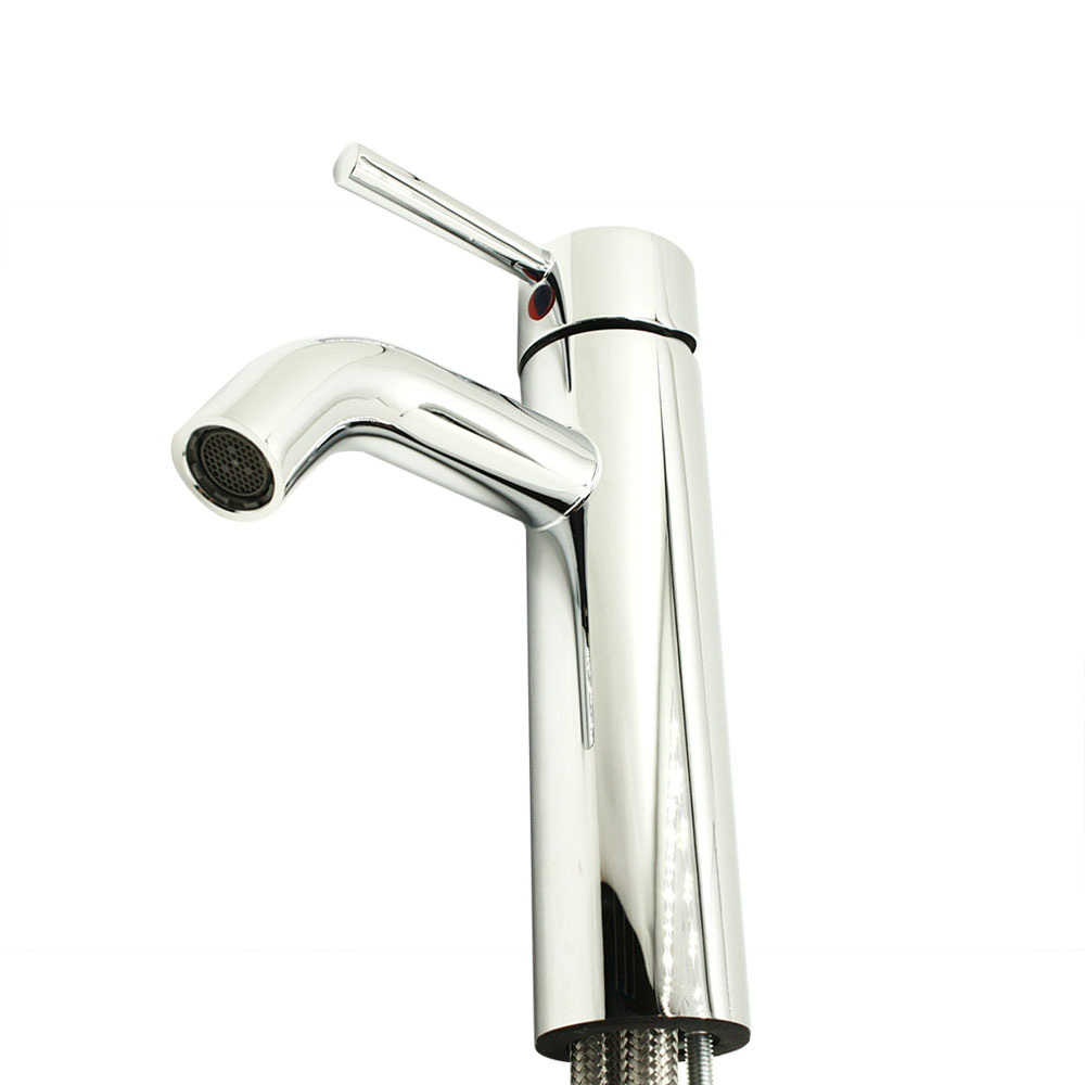 Single Handle Bathroom Faucet with Deck Plate – Brilliant Chrome - W09