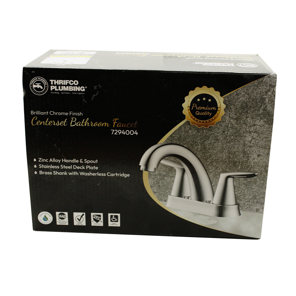 4 in. Centerset 2-Handle Bathroom Faucet – Brilliant Chrome - W012