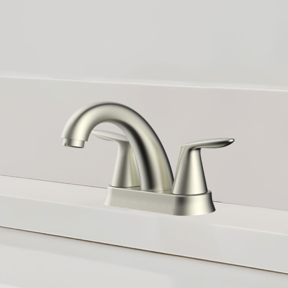 4 in. Centerset 2-Handle Bathroom Faucet – Brushed Nickel - W02