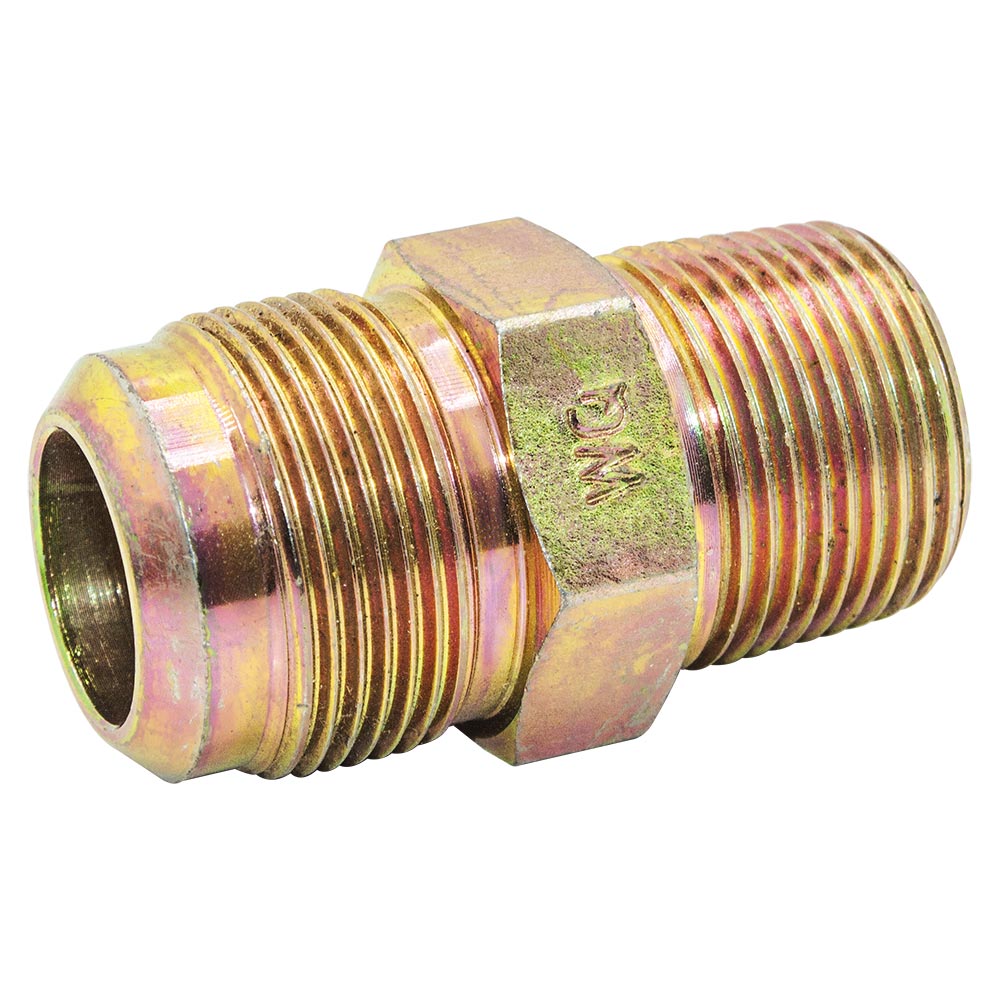 48 1" FLARE x 3/4" MIP (TAPPED 1/2" FIP) Half Union - W02